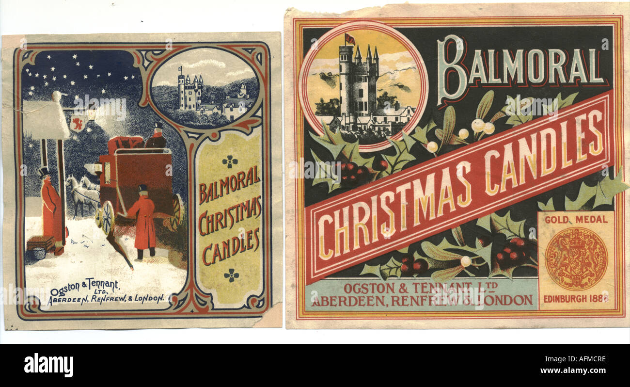 Bougie de Noël Chromolithographed emballages vers 1886 Banque D'Images