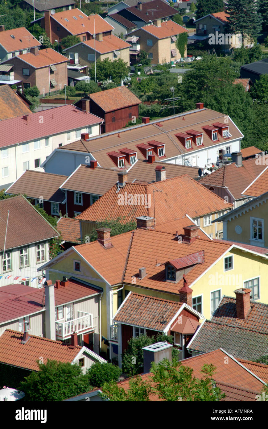 Gränna, granna, ville, sur, le, port, du, lac, vattern, Visingsö, Vättern, dans, l'arrière, terrain, maison, maisons, routes, collectivité Banque D'Images