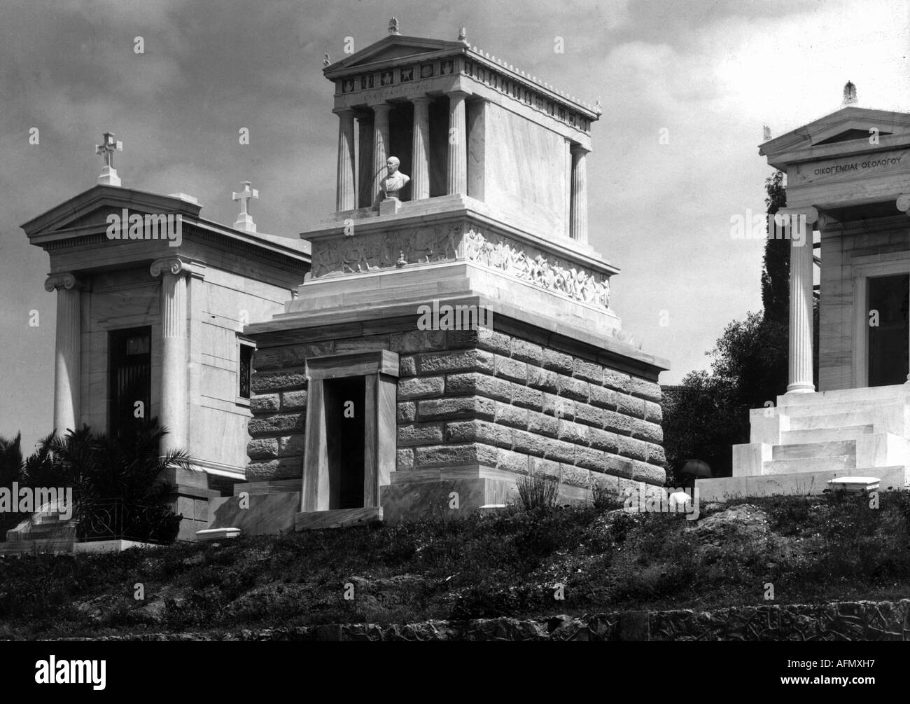 Schliemann, Heinrich, 6.1.1822 - 26.12.1890, archéologue allemand, sa tombe à Athènes, vers 1900, Banque D'Images