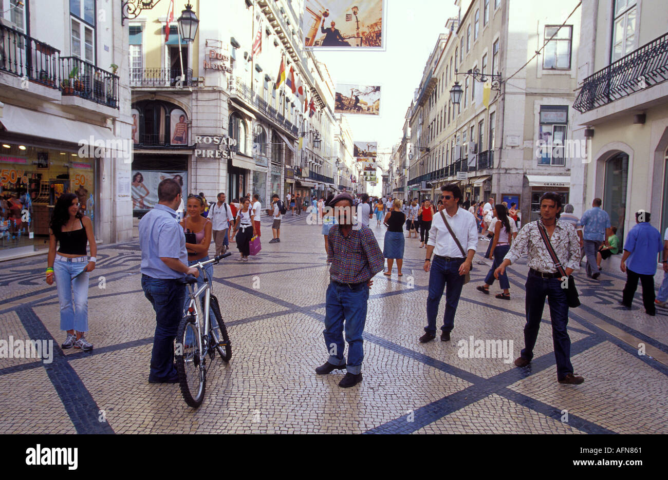 Portugal Lisbonne Rua Augusta la principale rue commerçante dans le centre de Lisbonne Banque D'Images