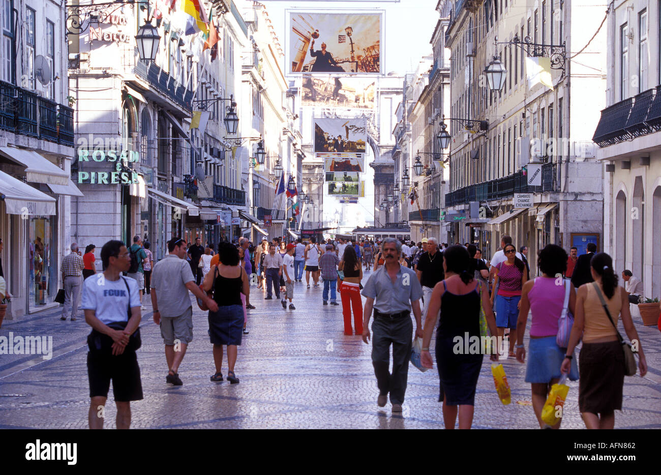 Portugal Lisbonne Rua Augusta la principale rue commerçante dans le centre de Lisbonne Banque D'Images
