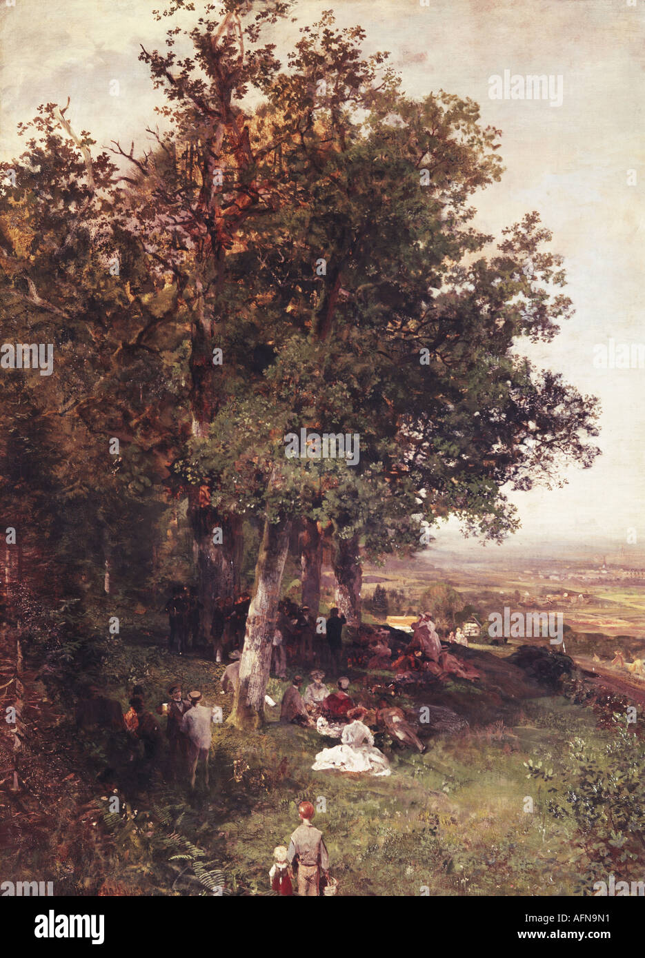 'Fine Arts, Oswald Achenbach,, (1827 - 1905), peinture, 'Blick auf Bonn', ('vue à Bonn'), 1888, huile sur toile, 100 x 74 cm Banque D'Images