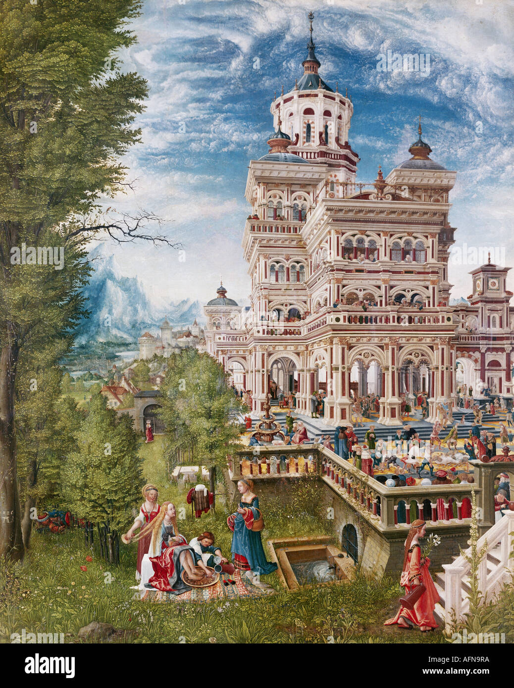 'Fine Arts,,, Albrecht, (1480 - 1538), peinture, 'Susanna dans la baignoire et la lapidation des anciens", 1526, huile sur pa Banque D'Images