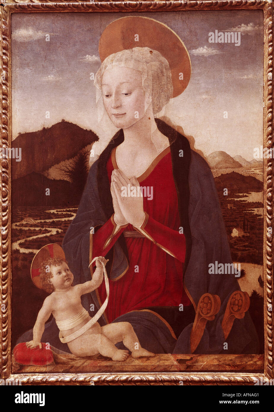 'Fine Arts, Alesso Baldovinetti,, (1425 - 1499), peinture, 'Saint Marie avec l'enfant', vers 1470, huile sur toile, 104 x 76 cm Banque D'Images