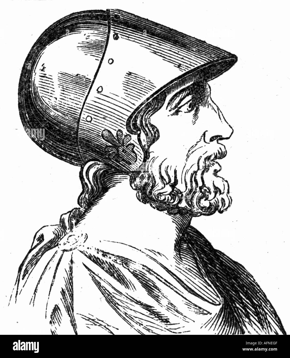 Epaminondas, UM 418 - 3.7.362, politicien grec, portrait, gravure, 19ème siècle, commandant, Grèce, politique, Thèbes, monde antique, casque, face latérale, homme d'État, , Banque D'Images