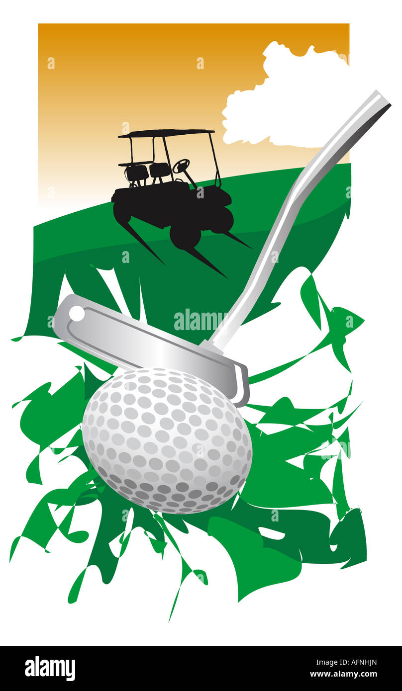 Golf club de frapper une balle de golf Banque D'Images