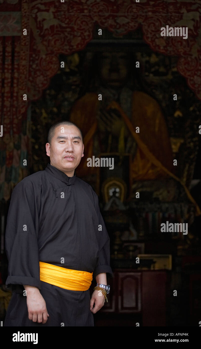 De moine du Temple du Lama (Yonghe Gong), Beijing, Chine. Banque D'Images