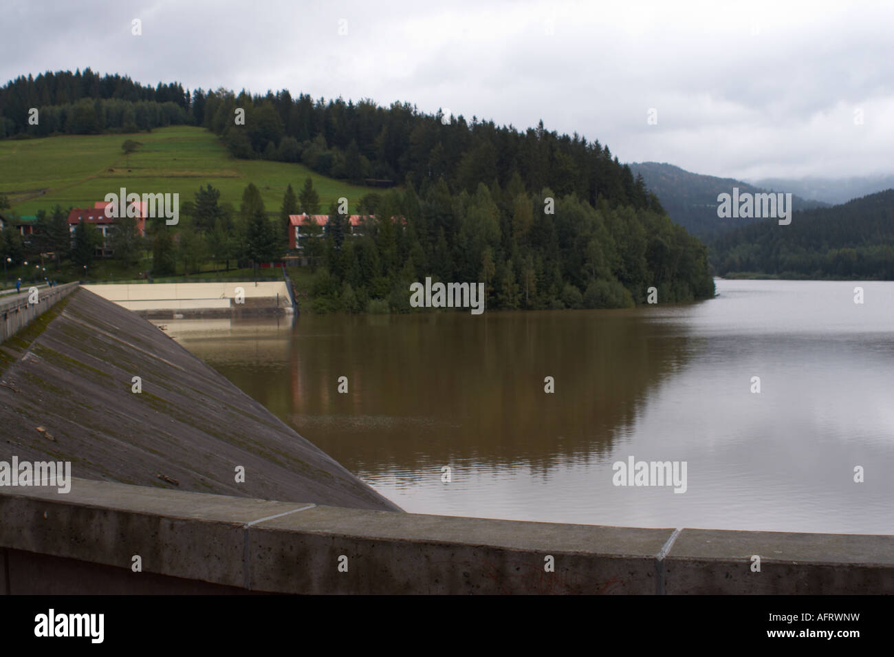 Vue d'un barrage de Wisla, Pologne Banque D'Images
