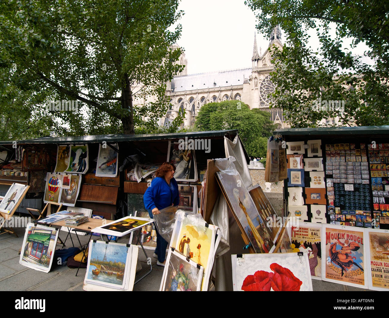 Décrochage de l'affiche d'art le long de la berge de la seine paris france Banque D'Images