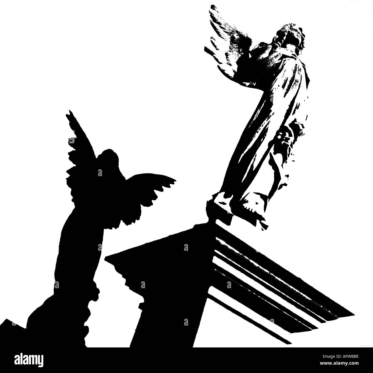 Conceptual image montrant un ange statue de l'ombre et de prix pour l'exemplaire Banque D'Images