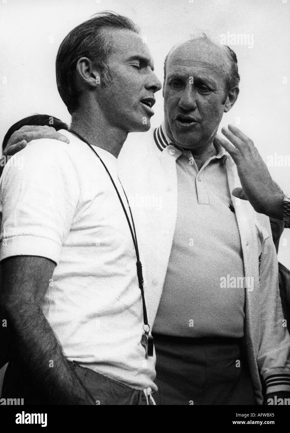 Zagallo, Mario, * 9.8.1931, athlète brésilien (football / football) et entraîneur, avec Helmut Schoen (entraîneur de l'équipe nationale allemande de football), Guanajuato, Mexique, 1970, Banque D'Images