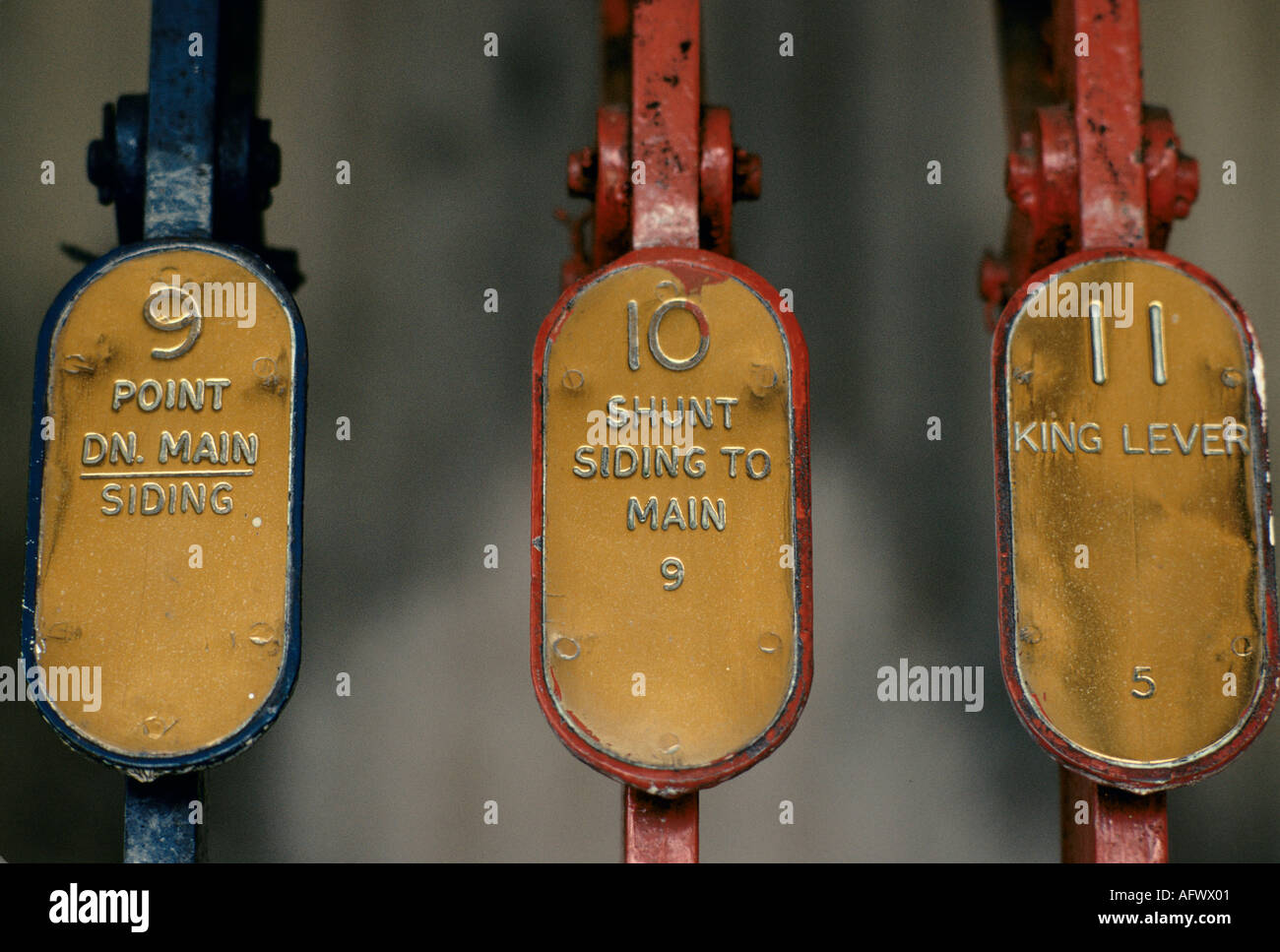 Gare de Bukit Timah Singapour Asie du Sud-est.1991 années 1990 équipement ancien pour changer les points de la ligne de chemin de fer dans la boîte de signalisation Banque D'Images
