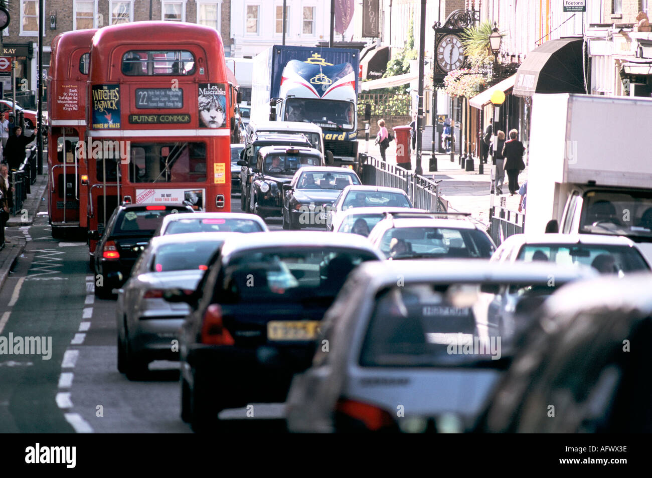 Embouteillages, aucun mouvement de circulation centre de Londres, Angleterre vers les années 1995 1990 Royaume-Uni HOMER SYKES Banque D'Images