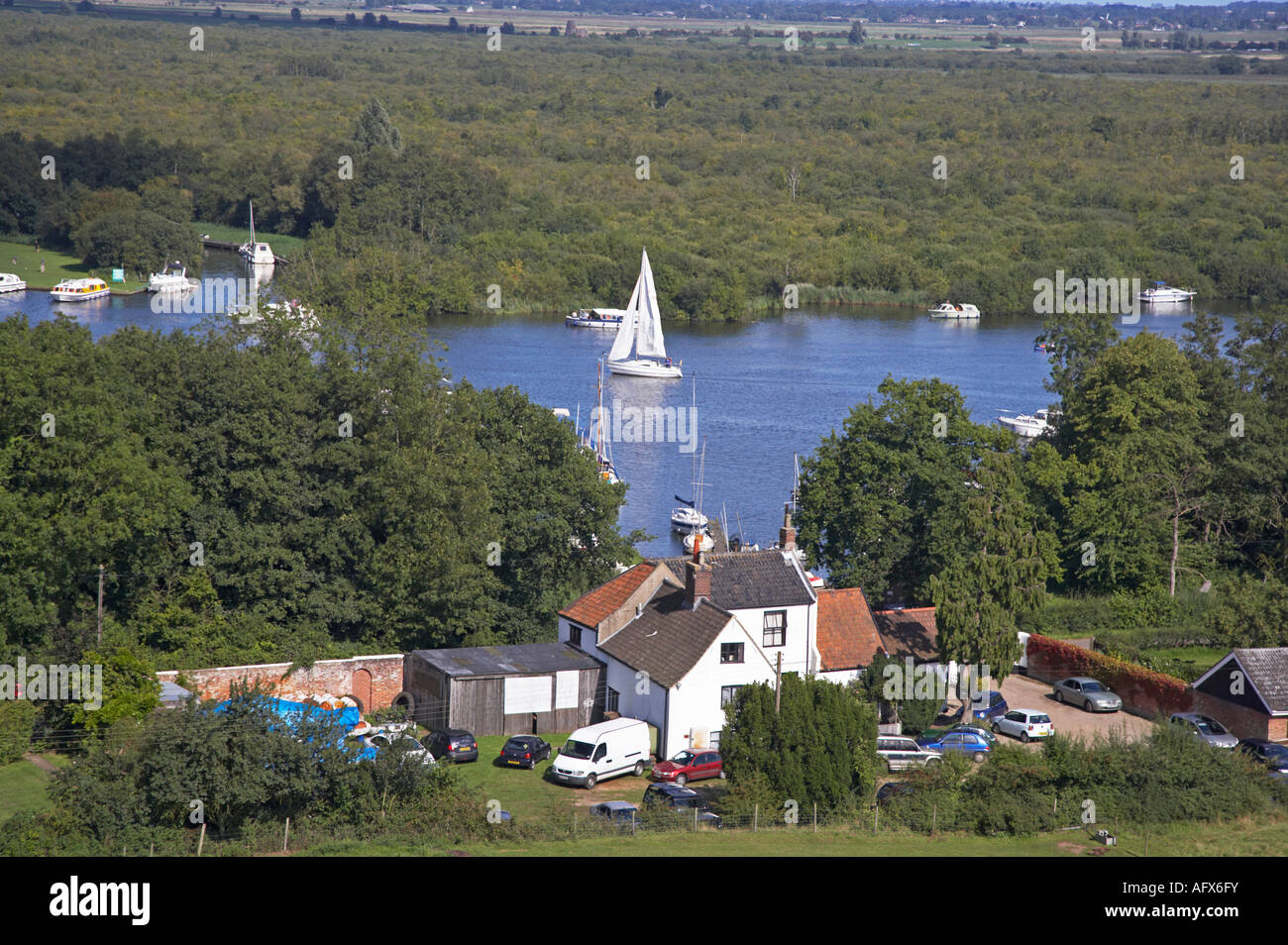Avis de Norfolk Broads de Ranworth Église, Norfolk Banque D'Images