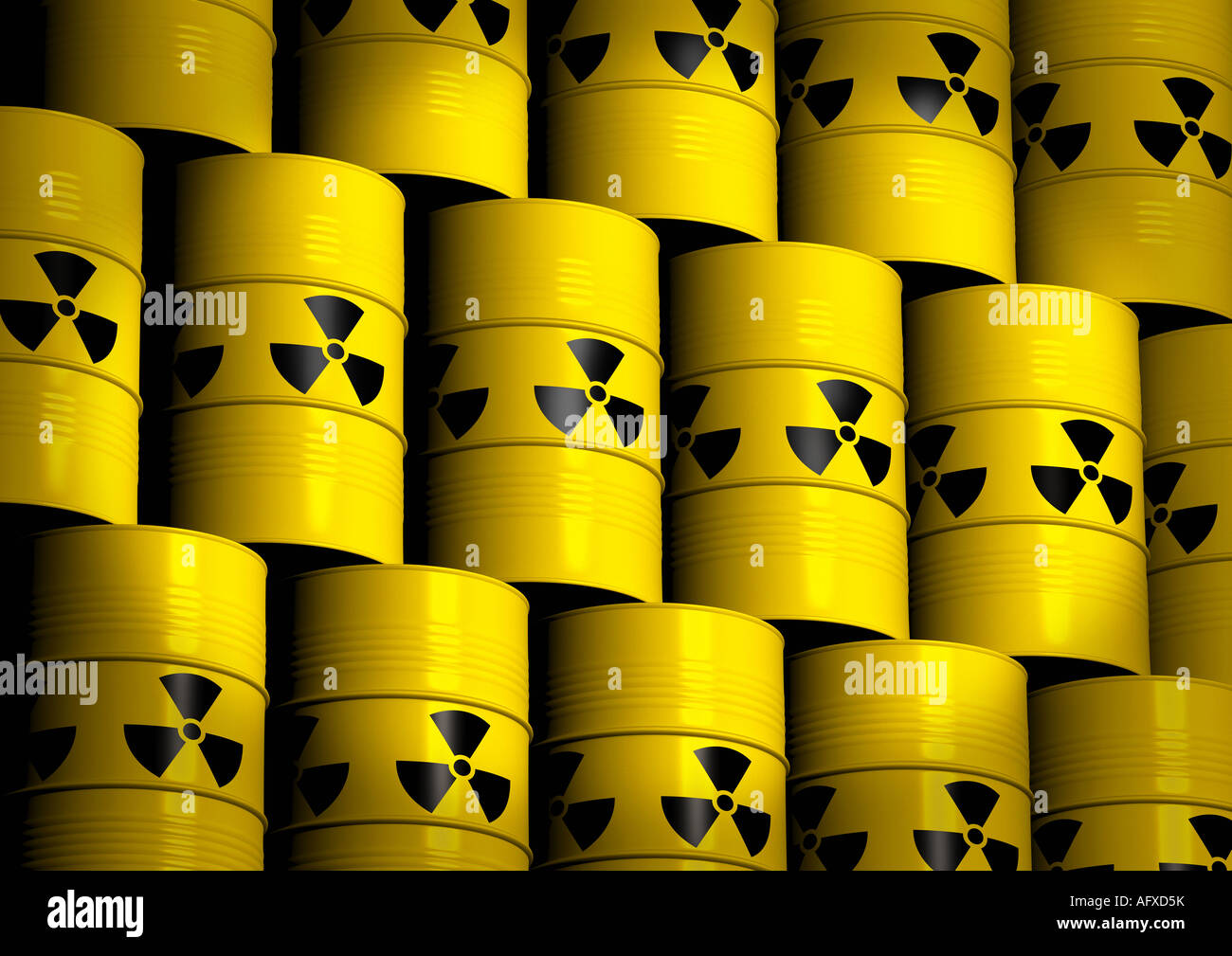 Barils empilés avec les déchets nucléaires Fässer mit Atommuell Banque D'Images