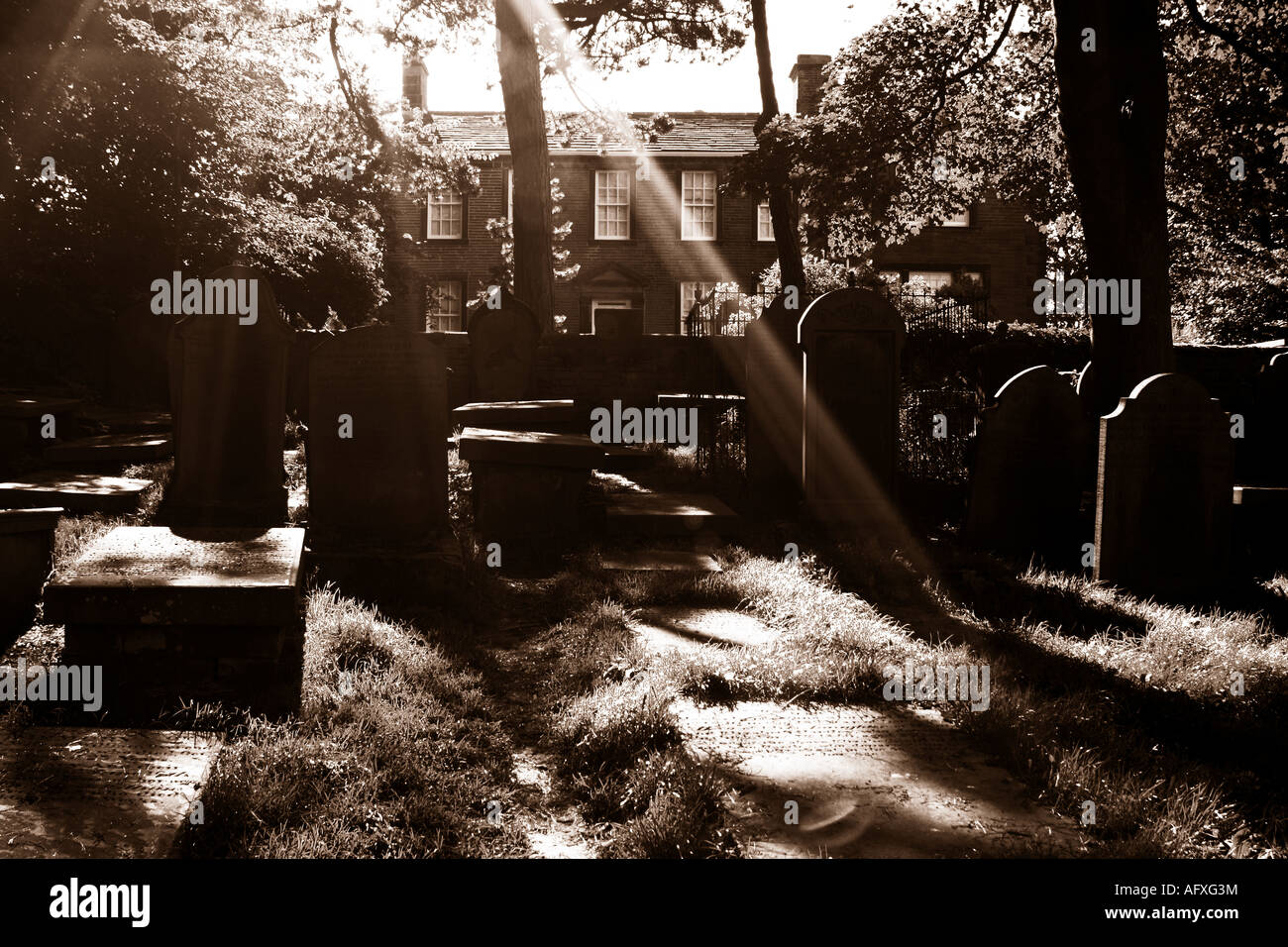 Haworth Cimetière et Presbytère Yorkshire (Royaume-Uni) Image Sépia Banque D'Images