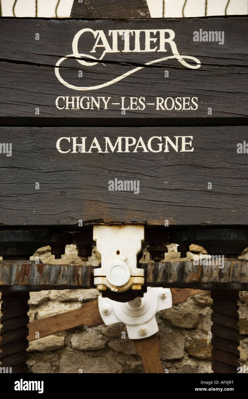 Détail de l'ancien pressoir à chigny les roses champagne france Banque D'Images