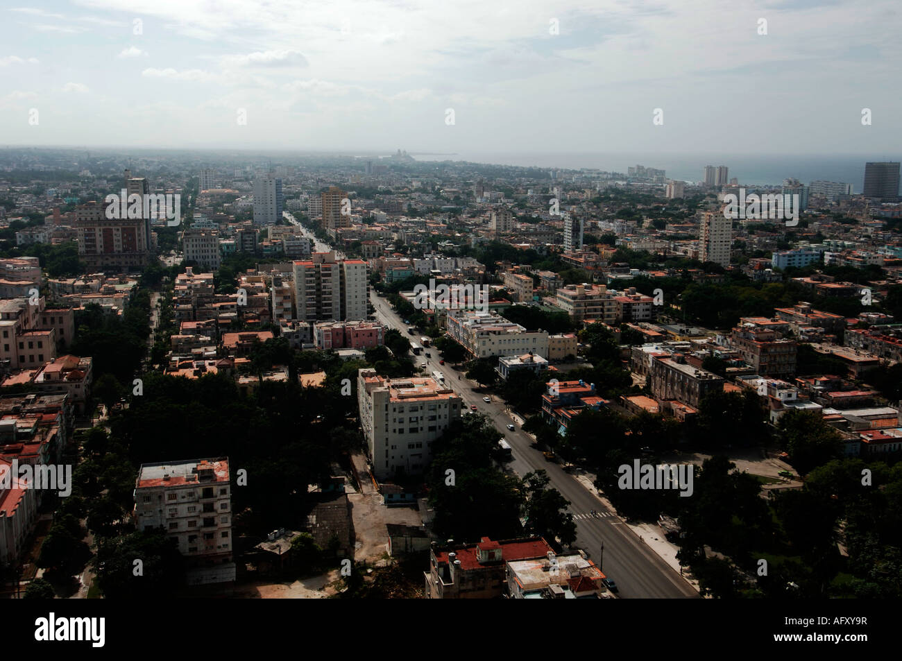 Vue aérienne de Cuba Vedado à partir de l'hôtel Tryp Habana Libre Banque D'Images