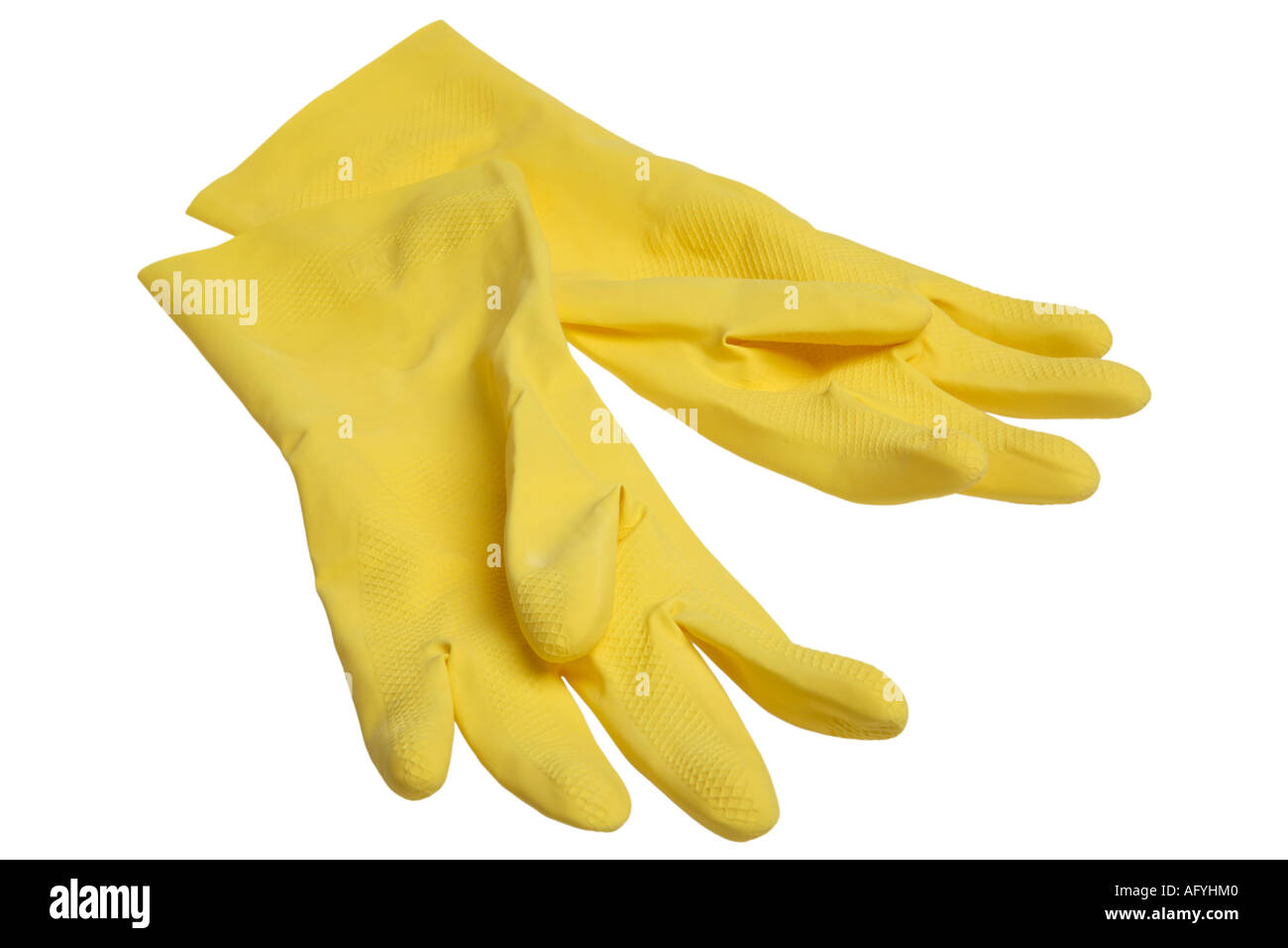 Gants en caoutchouc jaune Banque D'Images