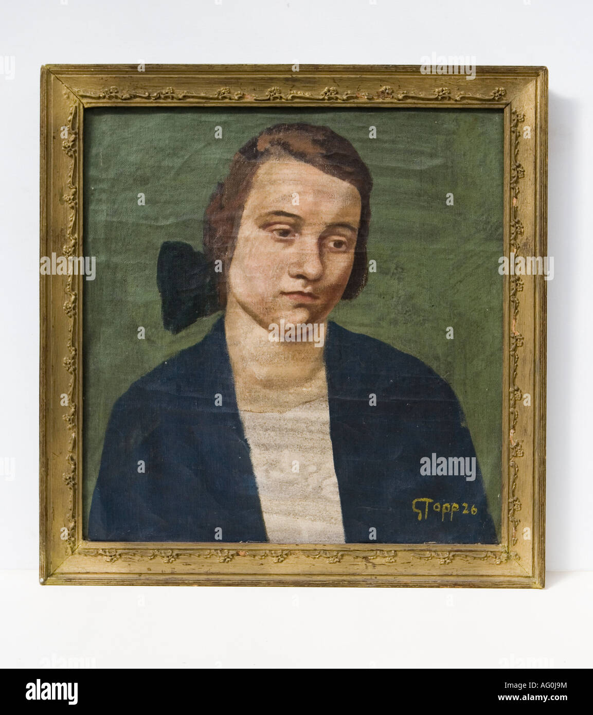 Portrait à l'huile d'une femme par un artiste inconnu Banque D'Images