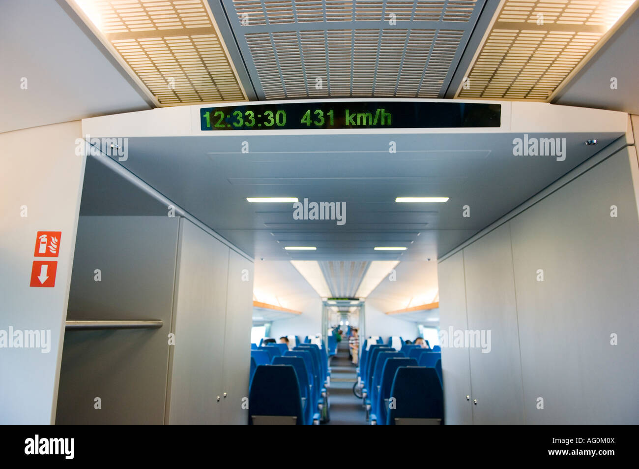 Intérieur de voiture Maglev, Shanghai, Chine Banque D'Images