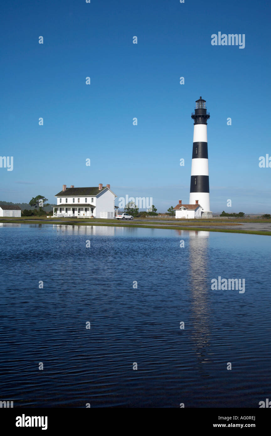 Bodie Island Lighthouse construit 1872 haut 165 situé dans Cape Hatteras National Seashore sur les Outer Banks de Caroline du Nord. Banque D'Images
