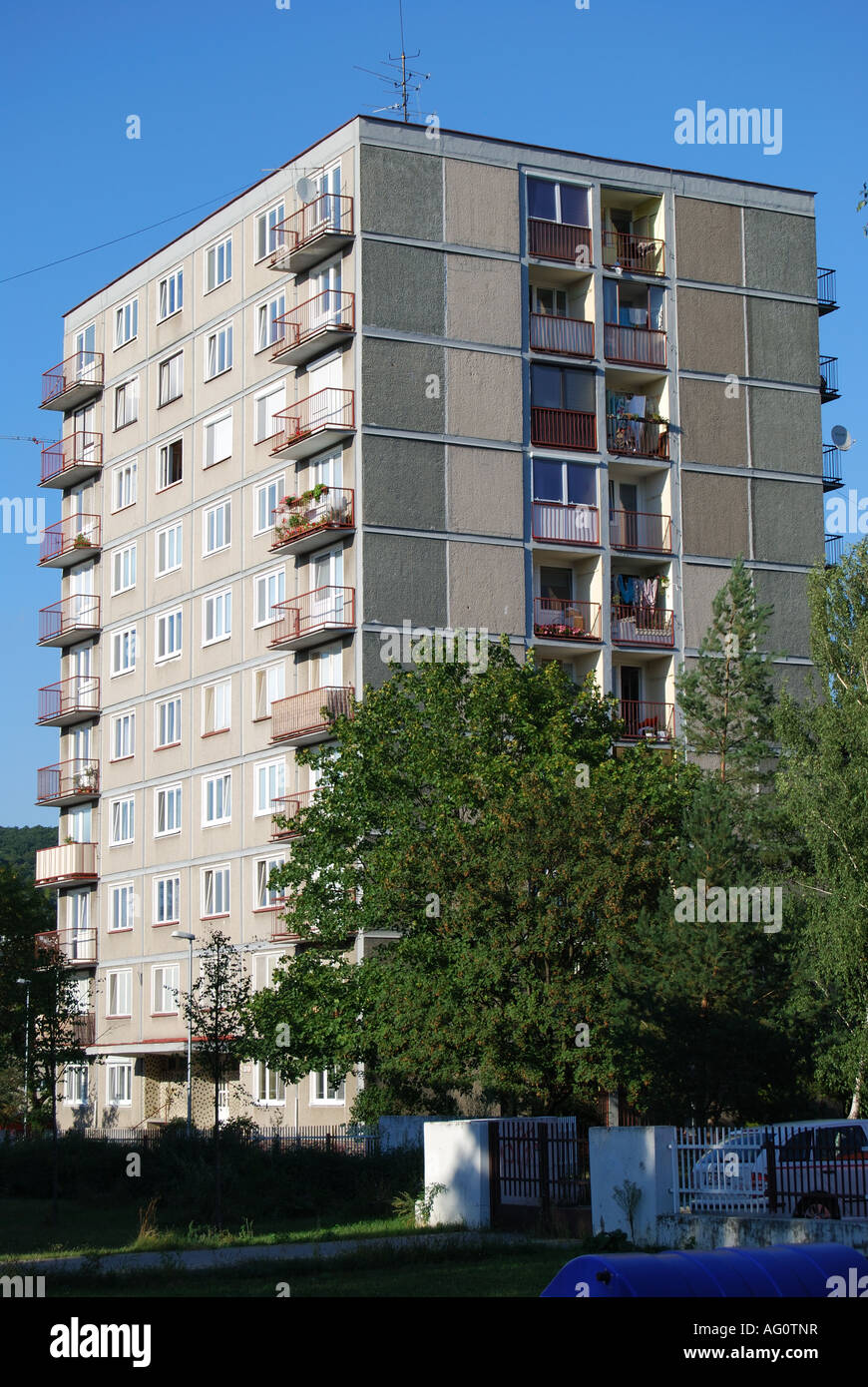 Bloc d'appartement, Trencin Trencin, Slovaquie, Région Banque D'Images