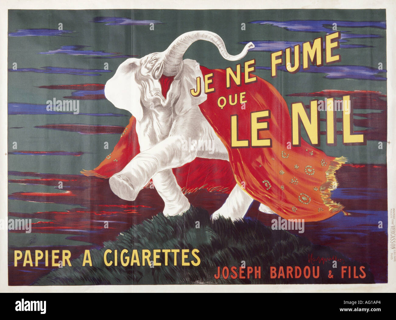 Publicité, tabac, 'je ne fume que le Nil', Papier a cigarettes, Paris, vers 1920, affiche, design de Leonetto Capiello (1875 - 1942), Banque D'Images