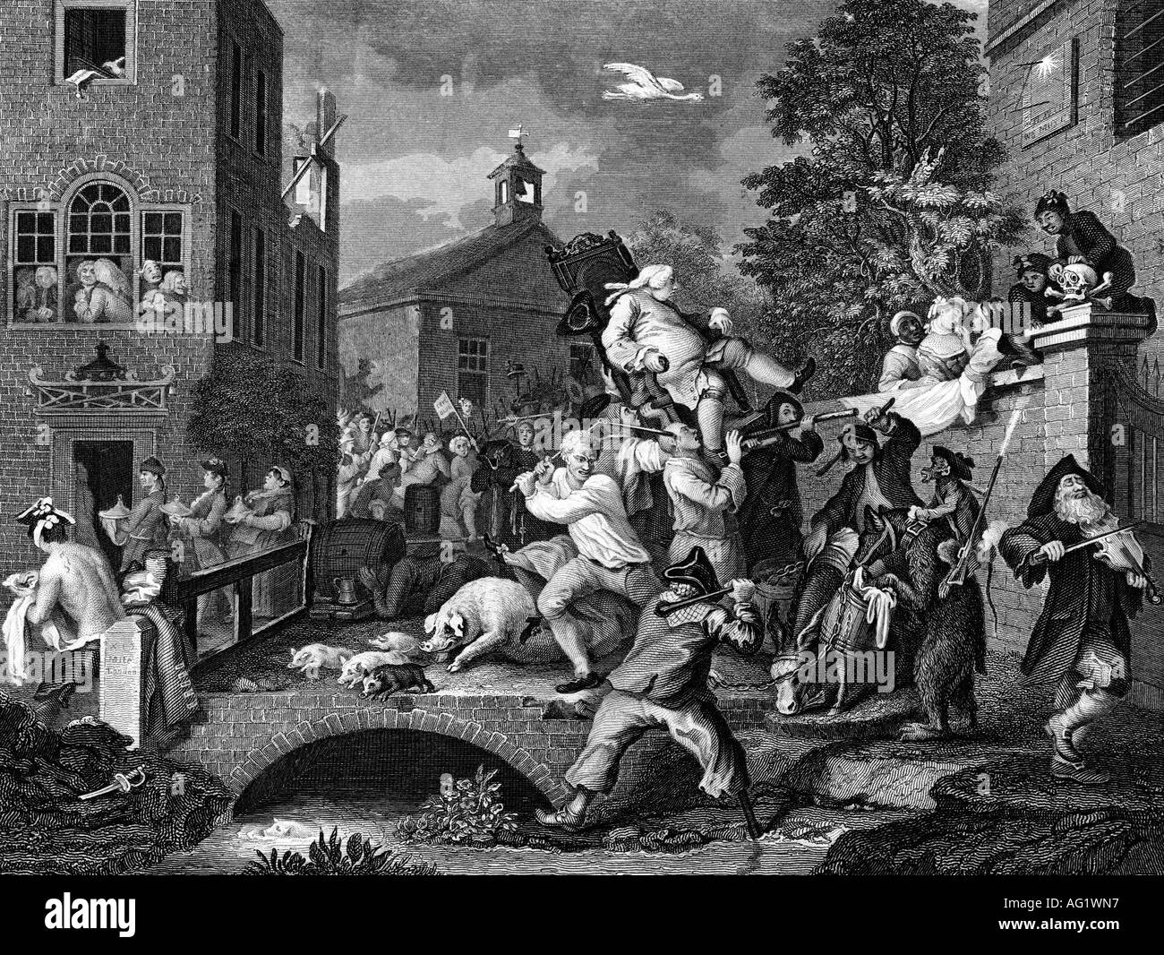 Hogarth, William, 10.11.1697 - 16.10.1764, peintre et graveur anglais, travail, 'l'élection', gravure par T.E. Nicholson après la peinture, du 19e siècle, l'artiste a le droit d'auteur , de ne pas être effacé Banque D'Images