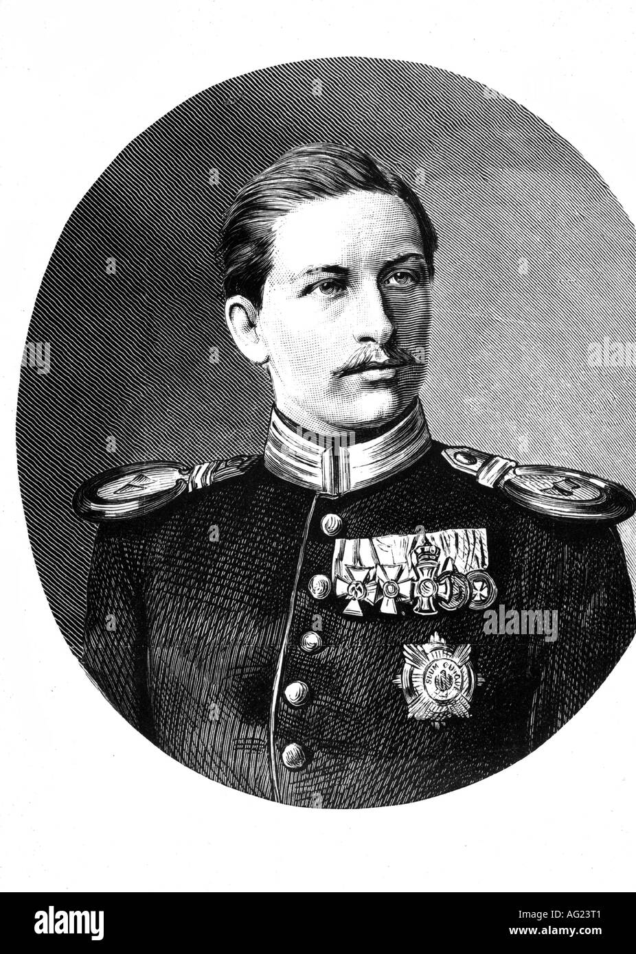 Wilhelm II, 27.1.1859 - 4.6.1941, empereur allemand 15.6.1888 - 9.11.1918, portrait, gravure, vers 1881, Hohenzollern, prince héritier, XIXe siècle, Allemagne, William, Banque D'Images