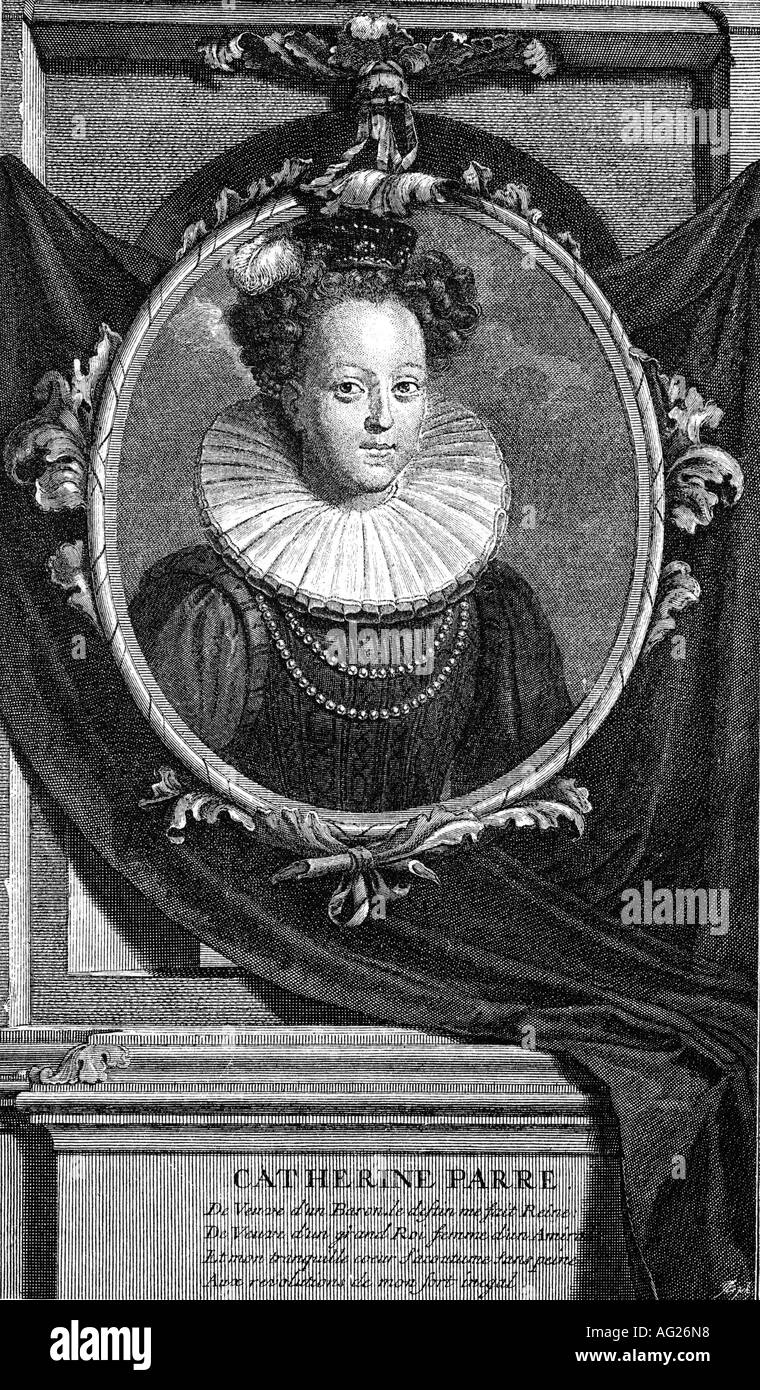 Catherine Parr, vers 1512 - 7.9.1548, reine consort d'Angleterre 12.7.1543 - 28.1.1548, portrait, gravure par Vermeulen après peinture par Adrian van der Werff (1659 - 1722), 6ème épouse d'Henry VIII, Tudor, 16ème siècle, , n'a pas d'auteur de l'artiste pour être effacé Banque D'Images