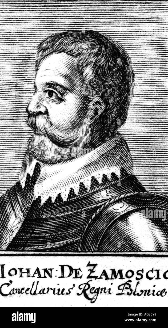 Zamoyski, Jan, 19.3.1542 - 3.6.1605, politicien polonais et commandant supérieur, chancelier de la Couronne à partir de 1578, l'hetman de la couronne supérieure à partir de 1581, portrait, gravure 17. siècle, l'artiste n'a pas d'auteur pour être effacé Banque D'Images
