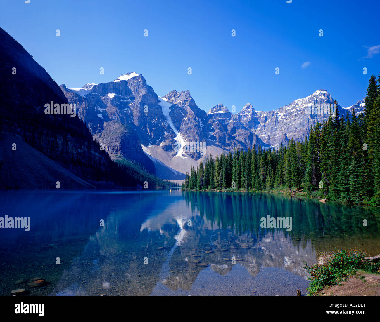 Le Lac Moraine Banff National Park Alberta Canada Banque D'Images