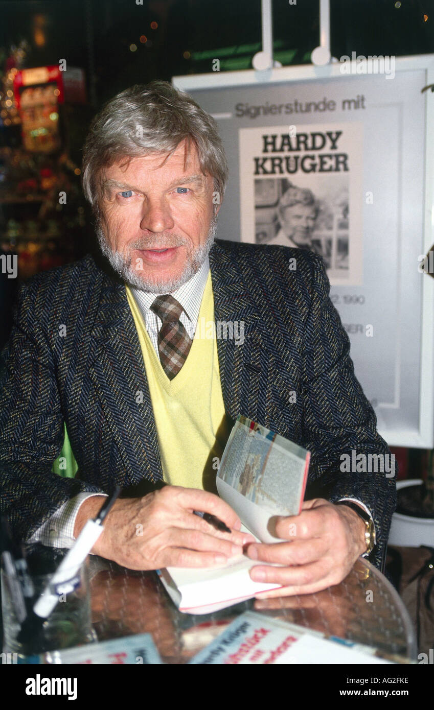 Krüger, Hardy * 12.4.1928, acteur allemand, présentation de livre 'Frühstück mit Theodore', Munich, 1990, , Banque D'Images