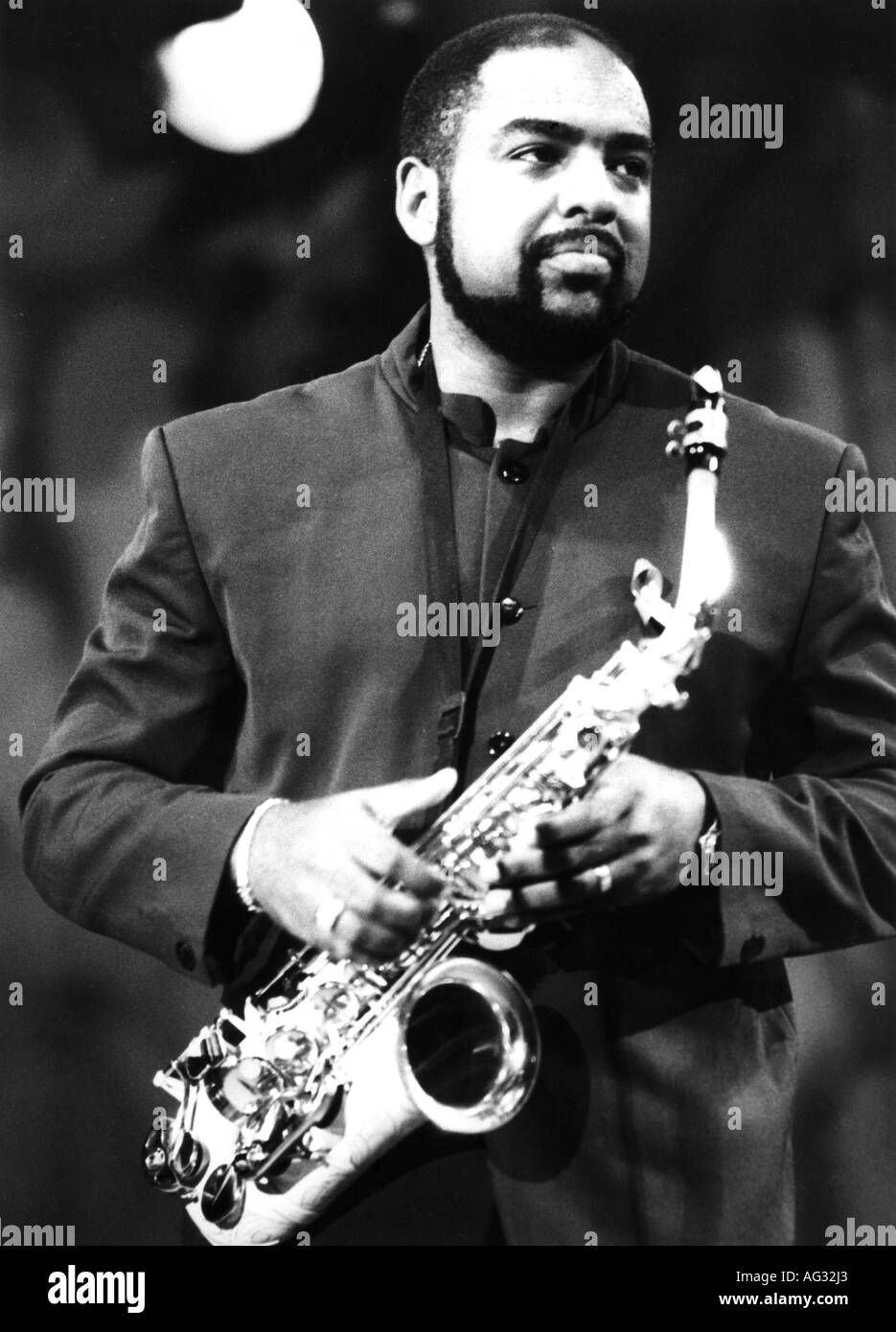 Albright, Gerald, * 1957, musicien américain (jazz), avec saxophone, demi-longueur, spectacle en direct, Montreux Jazz Festival, juillet 1993, Banque D'Images