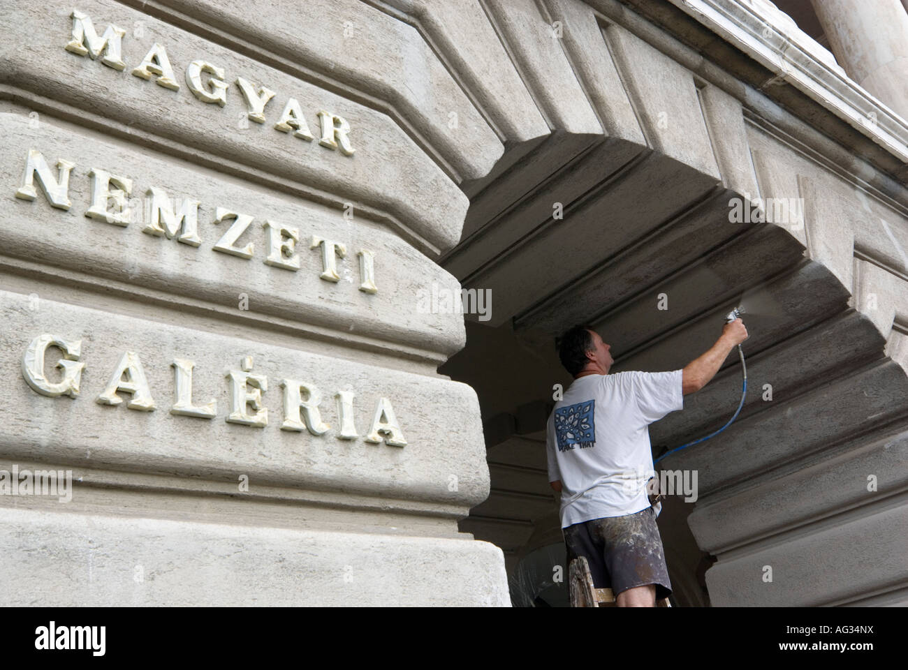 Peinture travailleur la Galerie nationale hongroise (Magyar Nemzeti Galéria Quartier du Château Budapest Hongrie Europe Banque D'Images