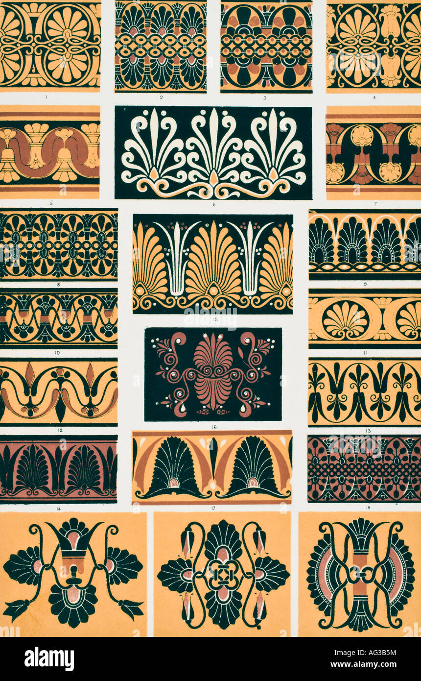 La Grammaire de l'ornement. Grec no 4, planche XVIII Banque D'Images