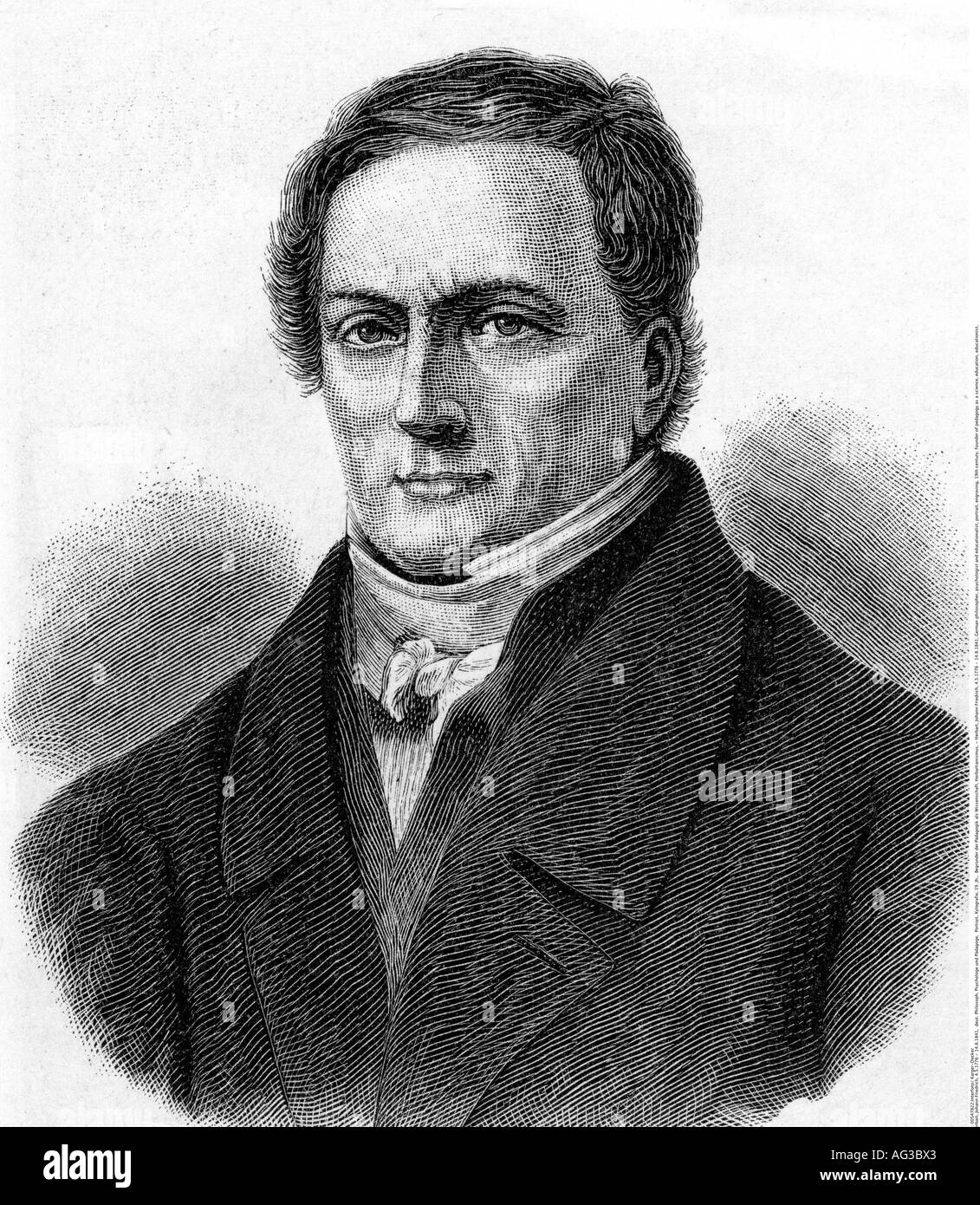 Herbart, Johann Friedrich, 4.5.1776 - 14.8.1841, philosophe allemand, psychologue et éducateur, portrait, gravure, XIXe siècle, Banque D'Images