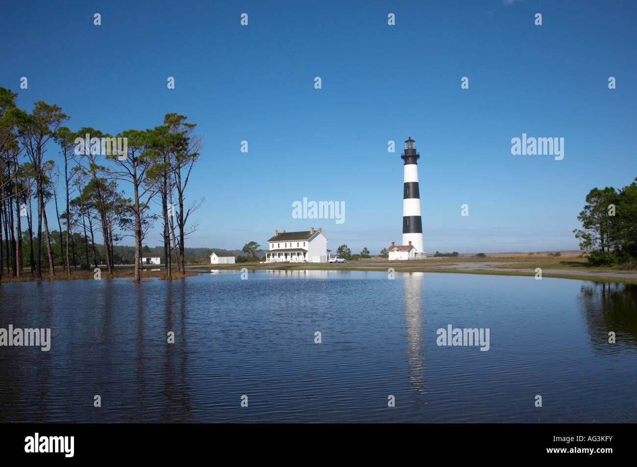Bodie Island Lighthouse construit 1872 haut 165 situé dans Cape Hatteras National Seashore sur les Outer Banks de Caroline du Nord. Banque D'Images