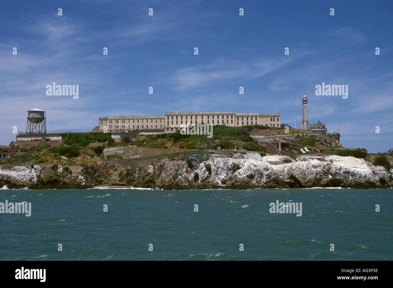 Le phare d'Alcatraz à San Francisco Bay Banque D'Images