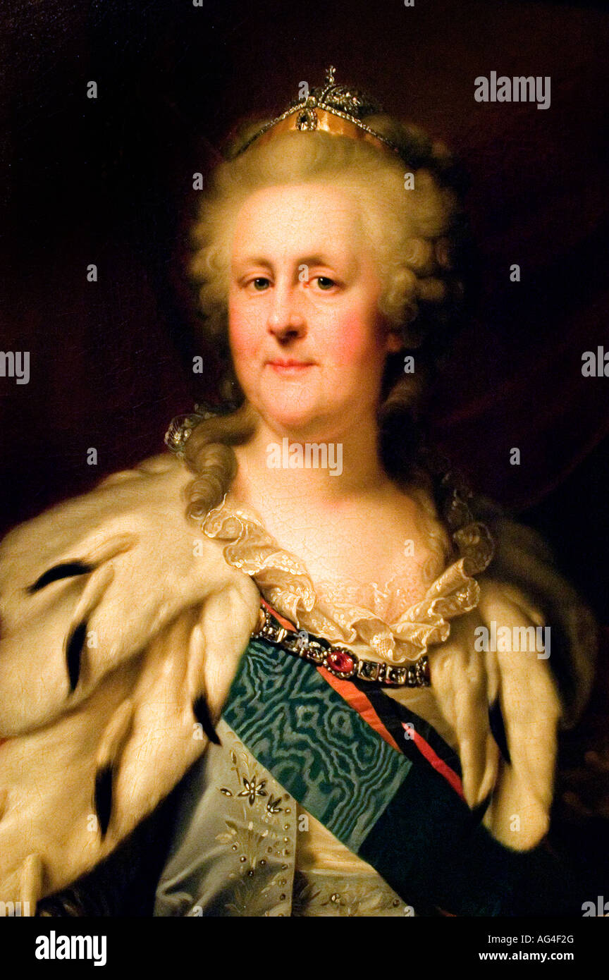 Catherine de Russie tsar ll 1729 1796 avec diadeem et Coronation mantle épouse de Peter lll Banque D'Images