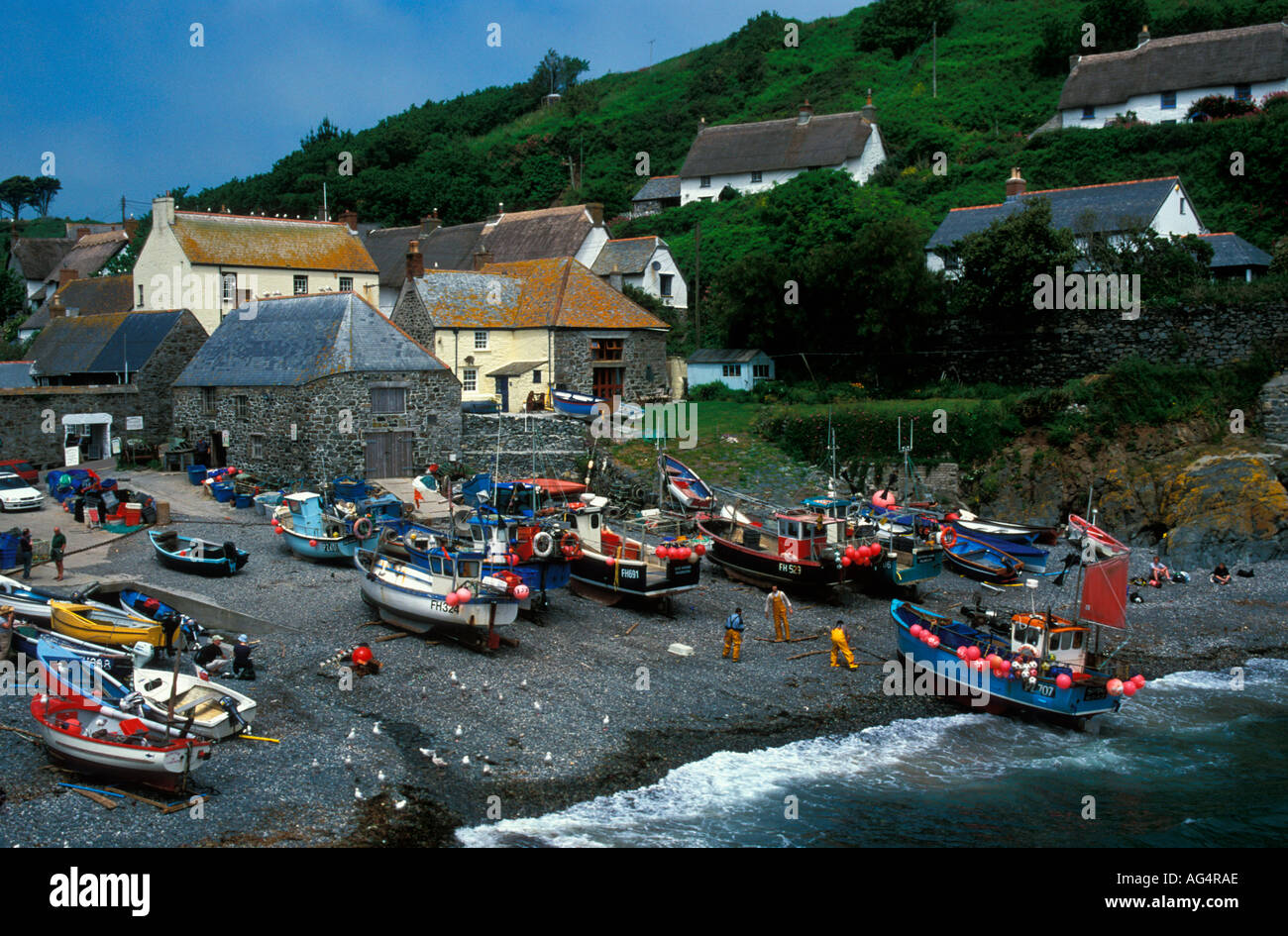 Le village de pêche Cadgwith Angleterre Cornwall Lézard Banque D'Images