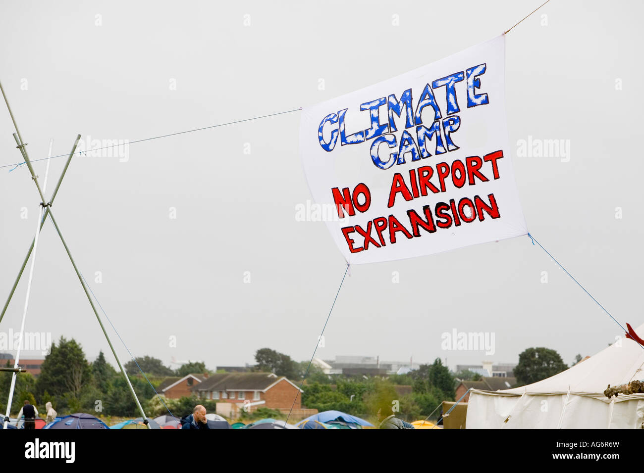 Le Camp climatique site de protestation qui proteste à propos de l'impact sur le changement climatique que l'aéroport de Heathrow a Banque D'Images