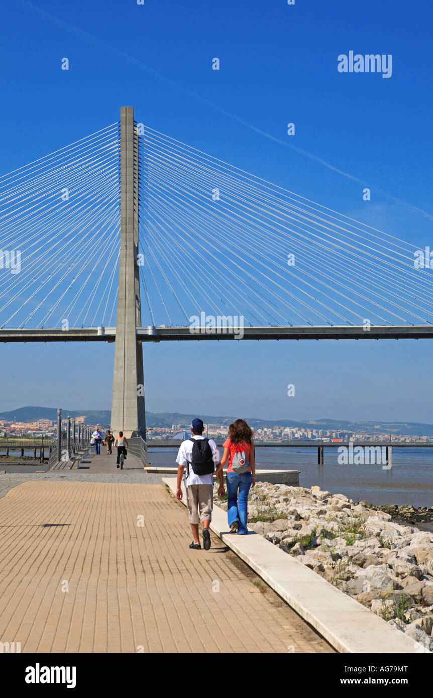 Parque das Nações, Lisbonne, le Pont Vasco da Gama Banque D'Images