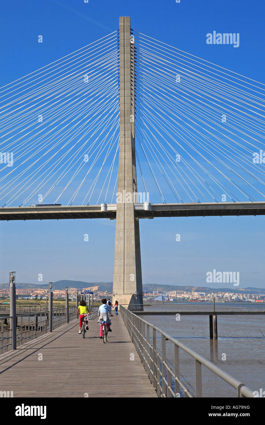 Parque das Nações, Lisbonne, le Pont Vasco da Gama Banque D'Images
