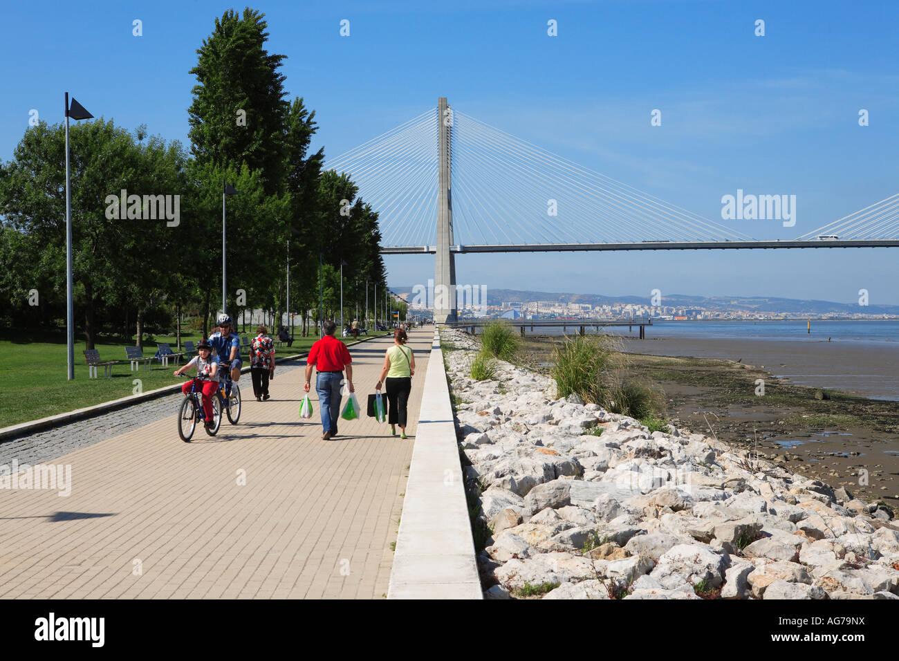 Parque das Nações, Lisbonne, le Pont Vasco da Gama Banque D'Images