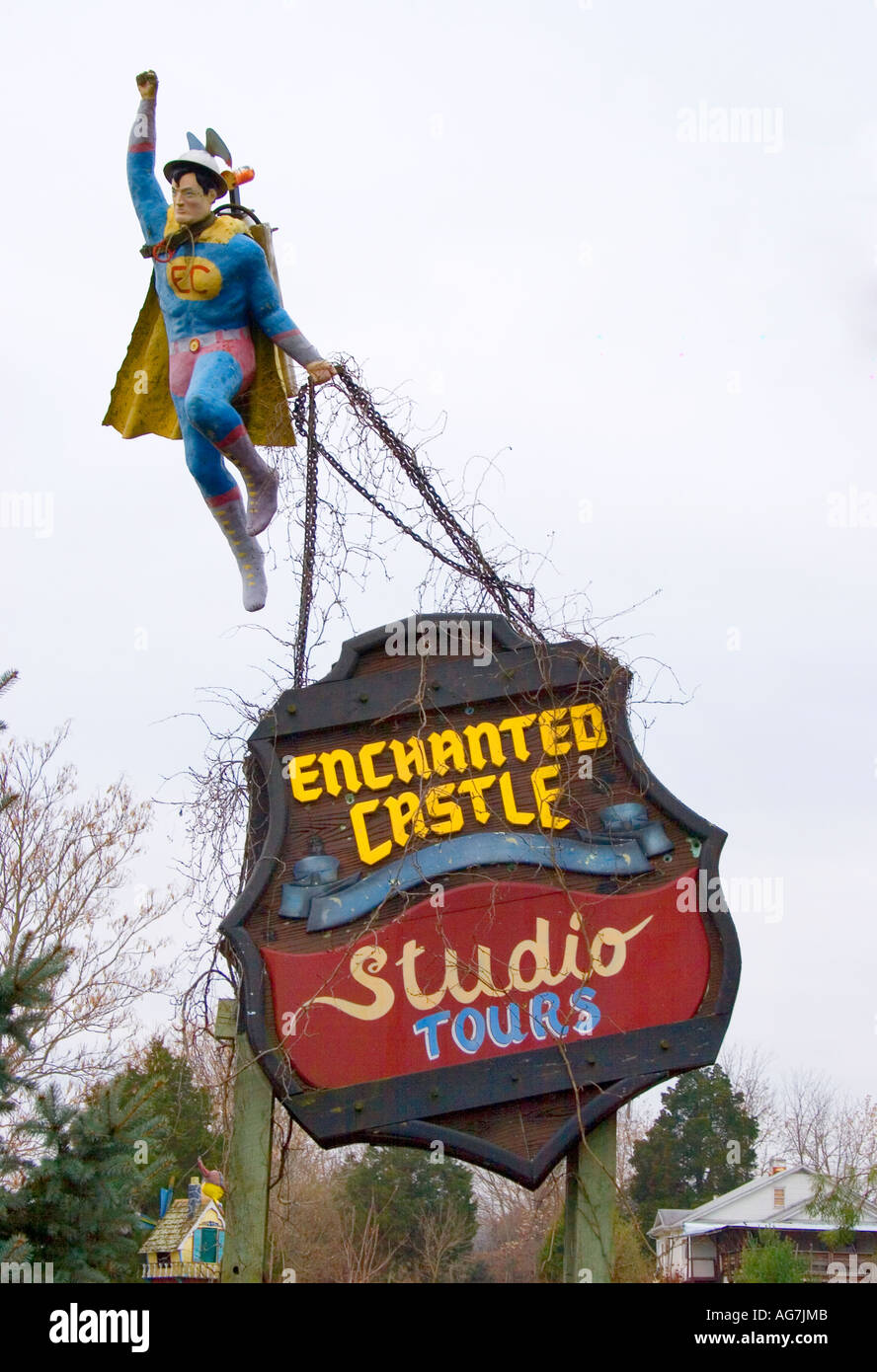 Superman panneau au château enchanté Studio Natural Bridge Virginia Banque D'Images