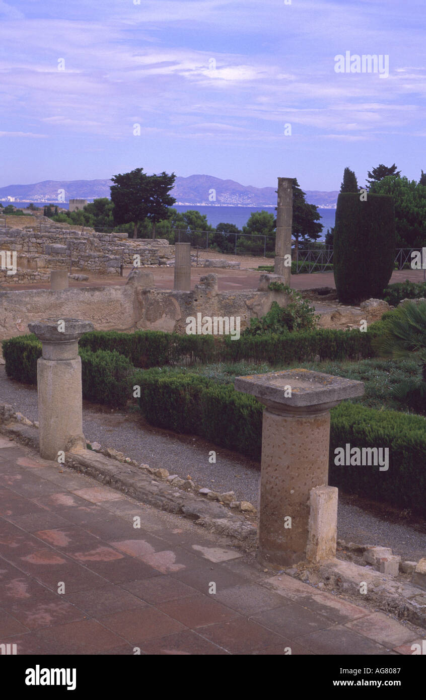 Ruines de la ville romaine à Empuries, Costa Brava, Espagne. Banque D'Images