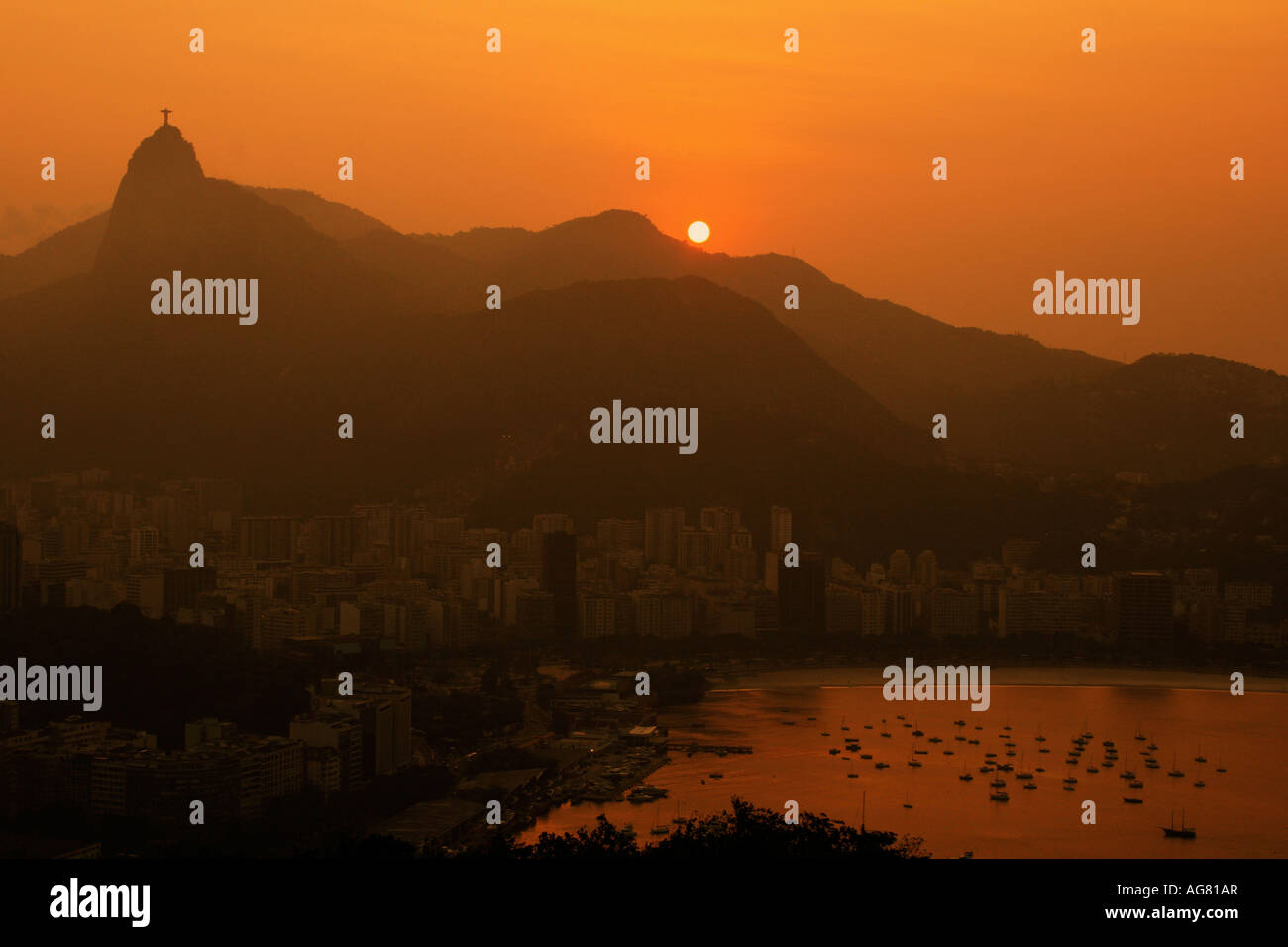 Rio de Janeiro, du pain de sucre au coucher du soleil Banque D'Images
