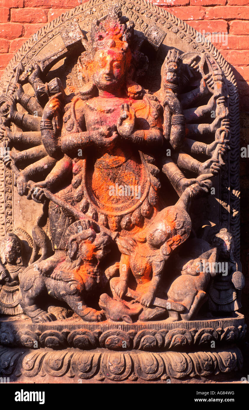Shiva culte, Bhaktapur, Népal Banque D'Images